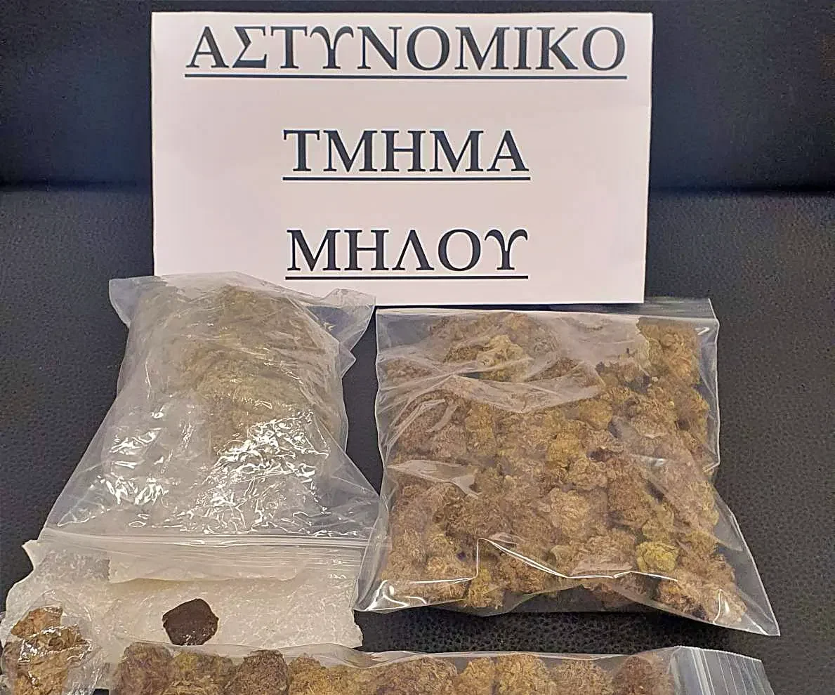 29-07-2026: Συνελήφθησαν δύο άτομα, εκ τω οποίων το ένα ανήλικος, για κατοχή ναρκωτικών ουσιών στη Μήλο